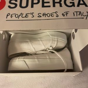 BRAND NEW white Superga tennis shoes women